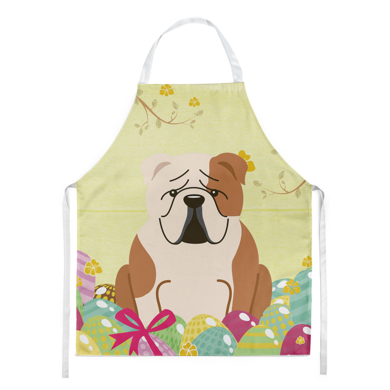Tablier œufs de pâques, Bouledogue anglais, Blond / fauve / blanc