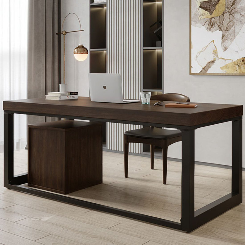 Bureau de direction rectangulaire en bois massif avec tiroirs Nut-brown, H 29,53 po x l 55,12 po x P 27,56 po