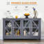 Buffet, buffet avec 4 portes en verre trempé et tablette de rangement réglable, crédence-1663704135
