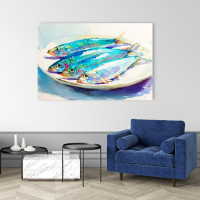 «Vibrant Fresh Sardines Colorful Vibrant Contemporary Fish Ocean», art mural
