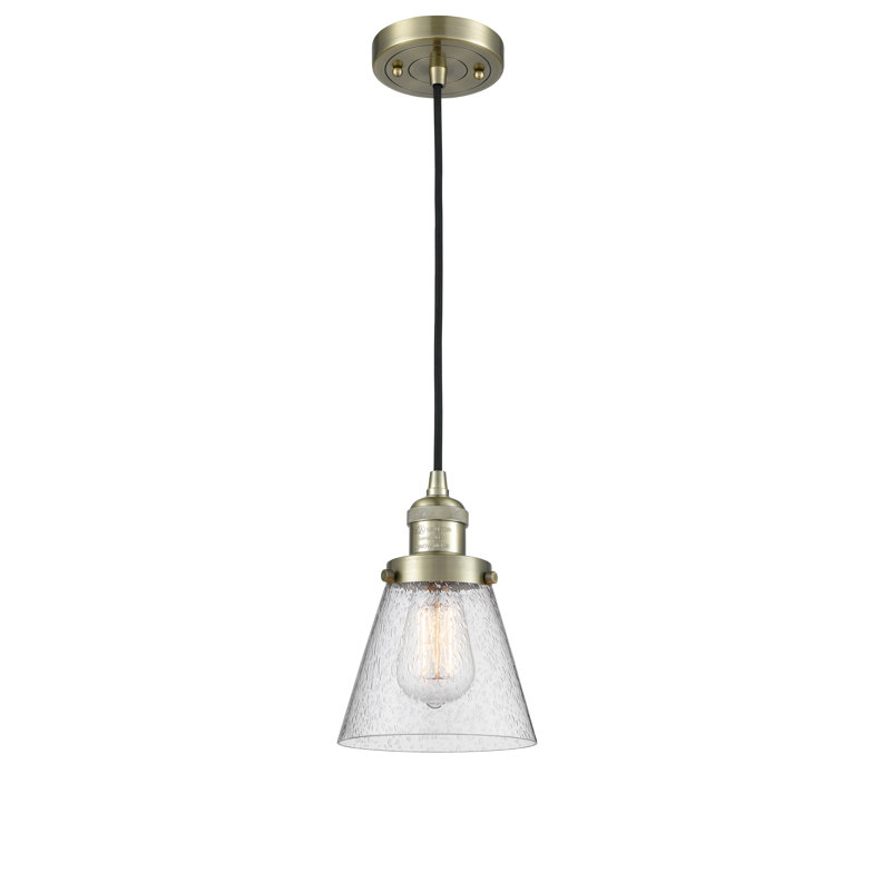 Luminaire suspendu 1 lumière Hanlon, Ampoule DEL rétro de 3,5 watts, Grainé, Laiton antique
