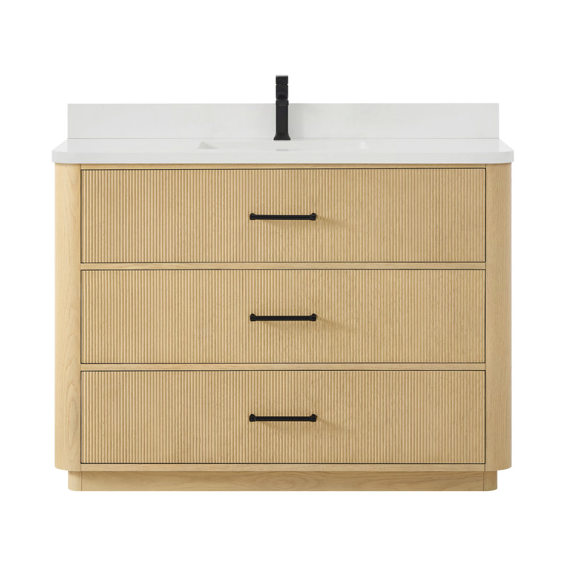Ensemble de meuble-lavabo simple 48 po Francesca, Beige, Noir mat