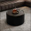 Table basse ronde avec plateau en verre trempé, structure en similicuir et rangement caché pour les salons modernes-1960742735-1960742721