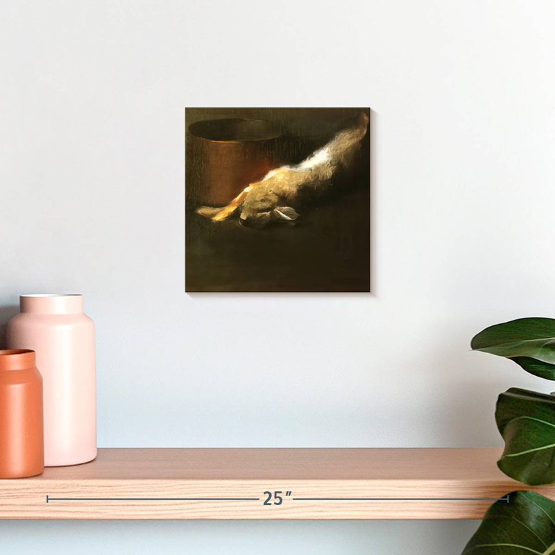 Lapin mort avec pot de cuivre, 10" H x 10" W