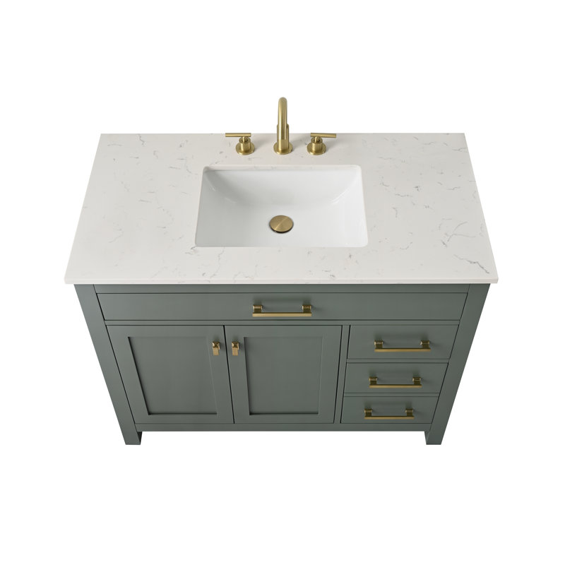 Trevor 42" W Single Vanity, Vintage Green/Brushed Gold