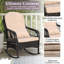 Chaise berçante d'extérieur en osier avec coussins rembourrés, chaise berçante de véranda en rotin avec accoudoirs pour le jardin, le patio et la cour (ensemble de 2)-1104230005-1104230008
