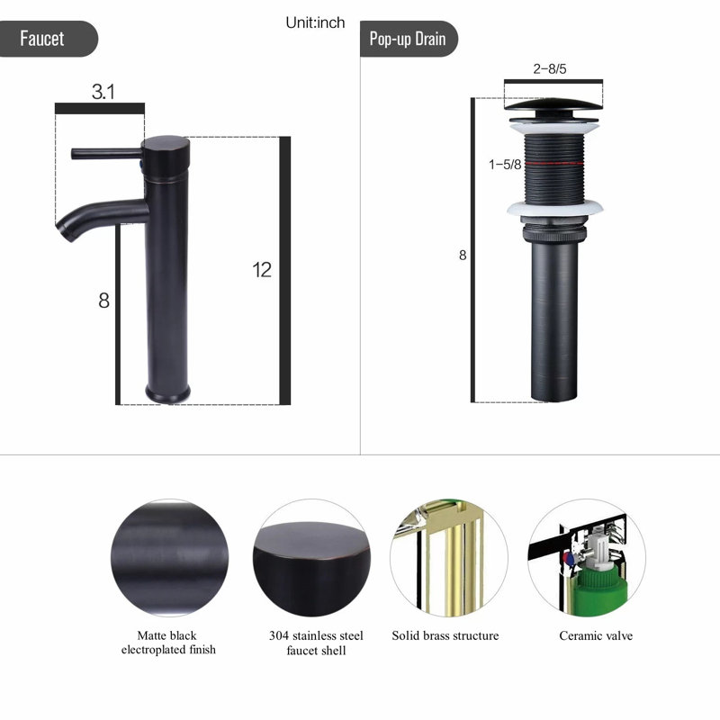 Wade Logan® Beyo 16.5'' Brown Tempered Glass Circular Bathroom Sink with Faucet, Beyo Brown