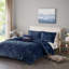 Édredon luxueux en velours bleu marine très grand / très grand - rembourré, motif à losanges, avec coussin-125166501-125166499
