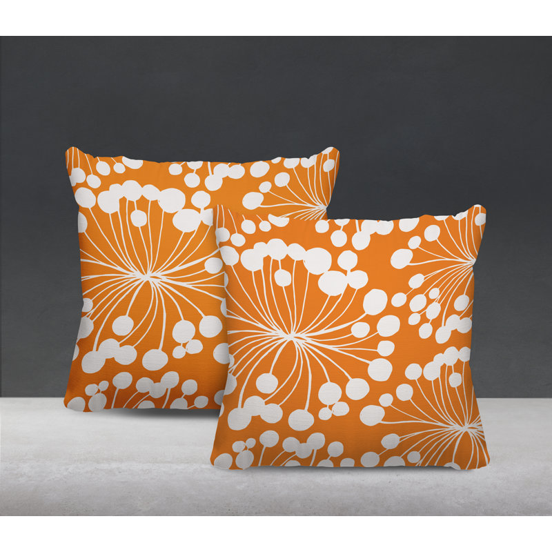 Housse et insert de coussin décoratif intérieur / extérieur en mélange de polyester, L 15 po x H 15 po, Orange