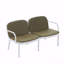 Causeuse d'extérieur pour terrasse, structure en PP blanc avec coussin vert-710139958-710139959