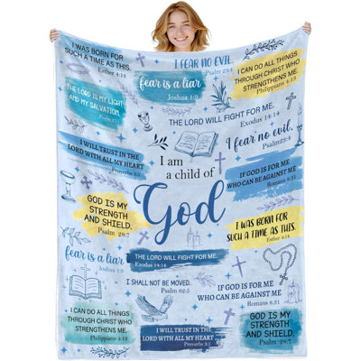 Christian cadeaux pour les femmes, je suis un enfant de Dieu couverture 30 * 40 bleu, cadeau de confirmation de baptême spirituel Catholique inspirant, cadeau d'anniversaire chrétien pour les femmes