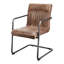 Ensemble de deux fauteuils de salle à manger en cuir brun et noir-1933111139
