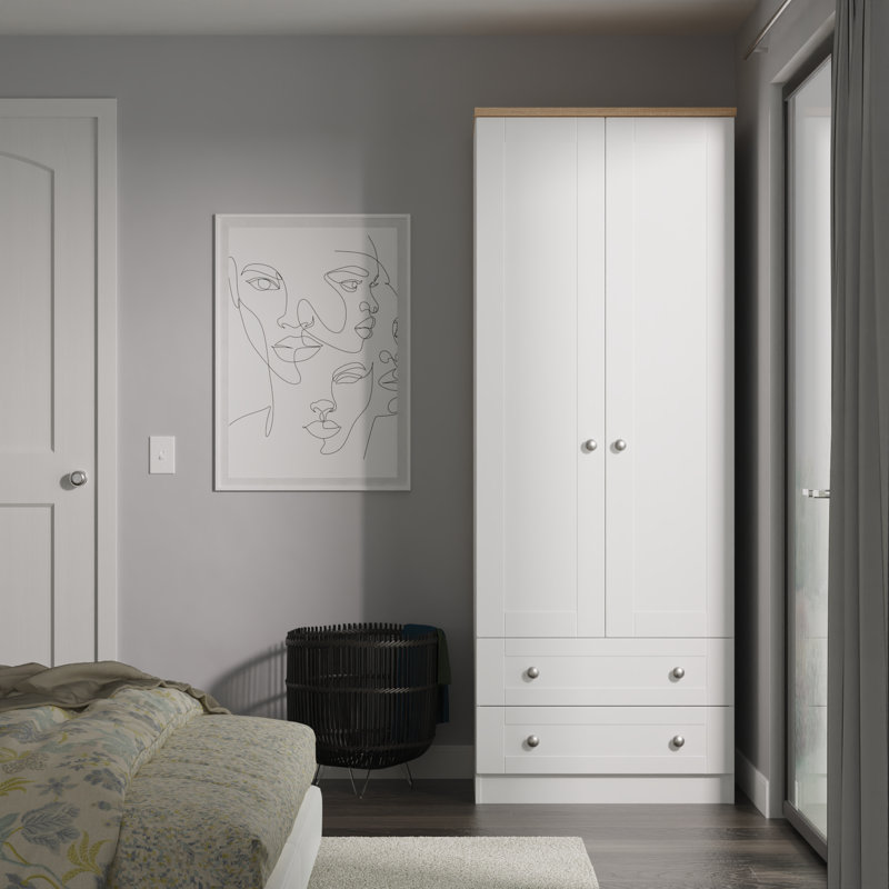 Ondrasek Manufactured Wood Wardrobe, White Ash