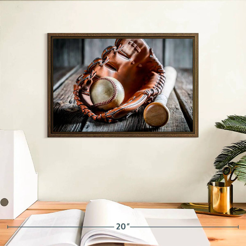 Baseball Basics, 13" X 9", Floating Frame Walnut