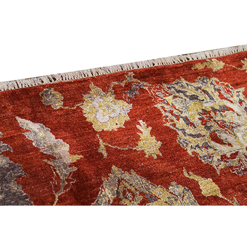 Floral Area Rug in Rust/Yellow
