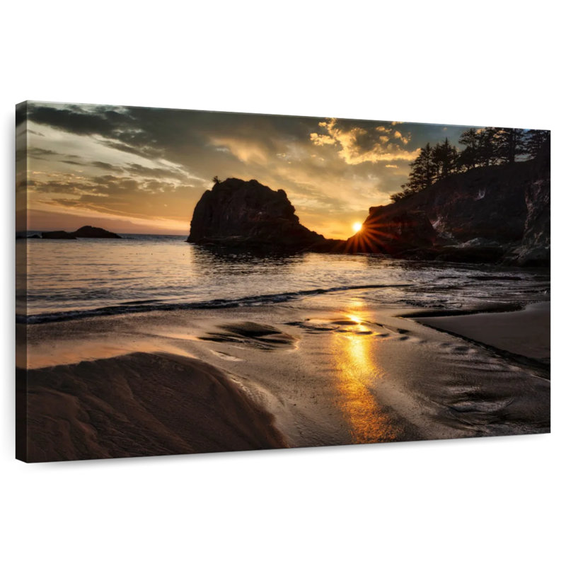 Gillard, coucher de soleil sur la plage secrète, côte de l'Oregon, H 16 po x l 24 po