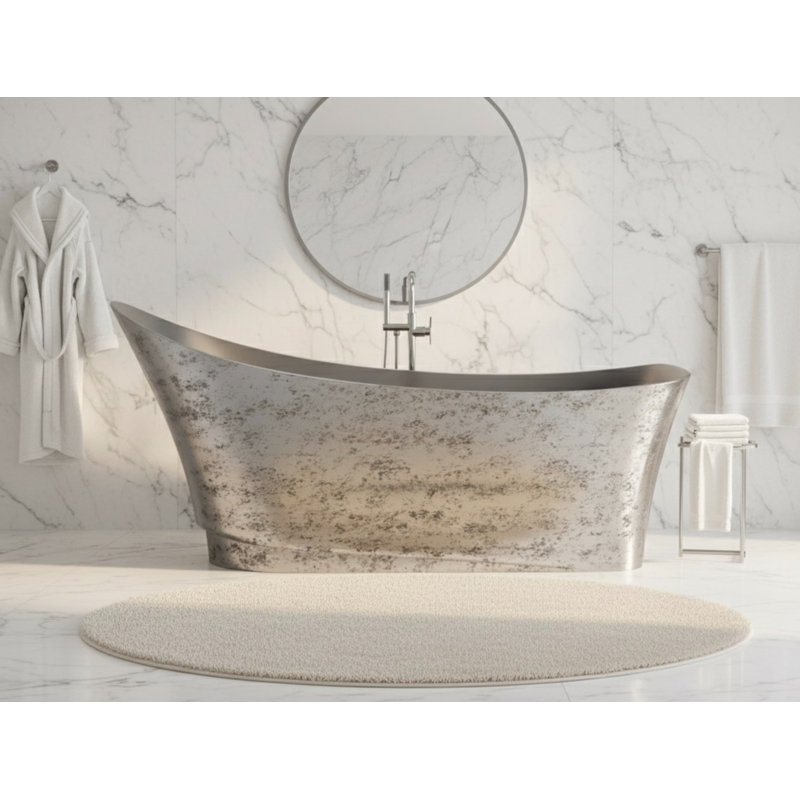 Baignoire autoportante 70,9 po x 29,5 po , Argent brossé vieilli / gris
