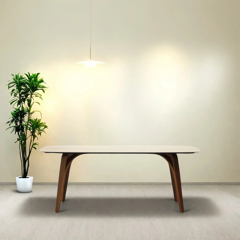 Modern and simple rock plate dining table, 29.52"H x 78.74"L x 35.43"W