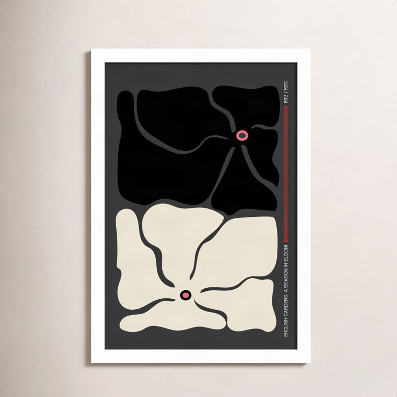 «Two by Two Flower Gray» par Frances Collett - reproduction d'un seul cadre, Blanc, H 17 po x l 12 po x P 1 po