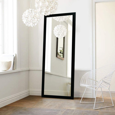 Modern Cheval Mirror - Wall-Mountable, Black 15.7 x 41.3 inches | 100% Plastic Frame, 0.1 inches Thickness | Sleek Design for Bedrooms & Dressing Areas, Reflective Surface for Style & Functionality