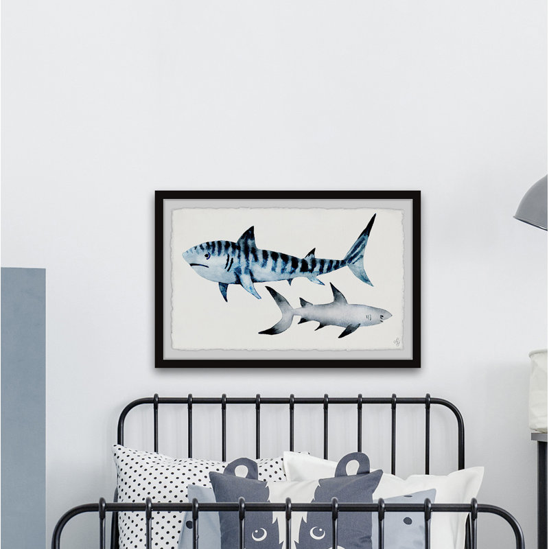 «Sharks Duo» de Ciotti, reproduction encadrée, H 24 po x l 36 po x P 1,5 po