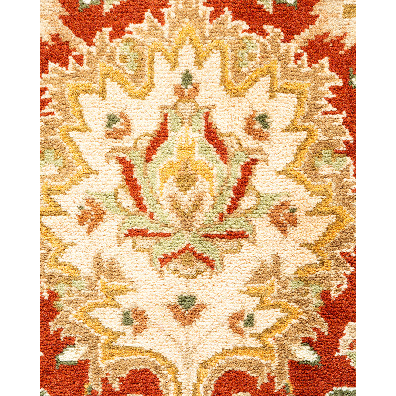 Tapis orange en laine noué à la main de conception unique 8 pi 2 po x 10 pi 8 po Hayner