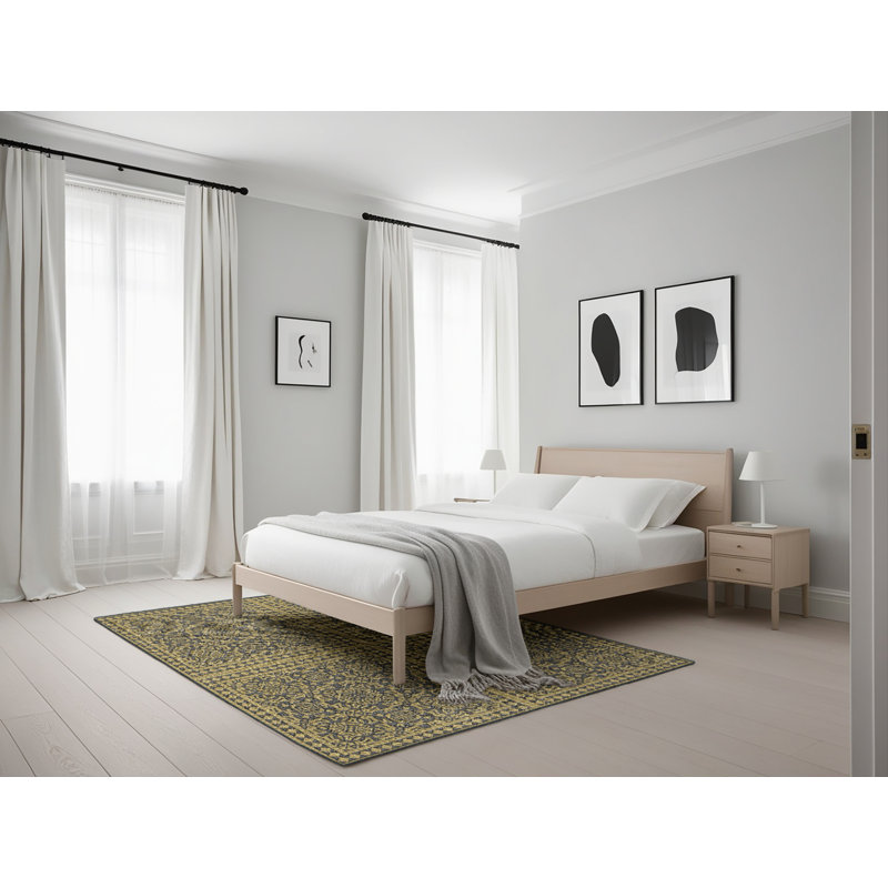 Tapis décoratif vert damassé, Rectangle 5 pi x 7 pi