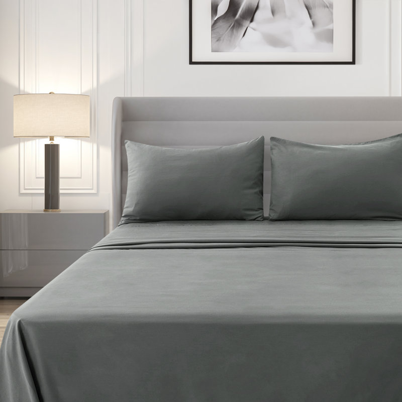 Microfiber Sheet Set, Queen, Dark Gray