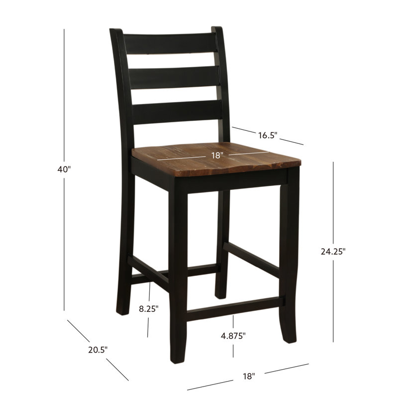 Teo Solid Wood Counter Stool, Black