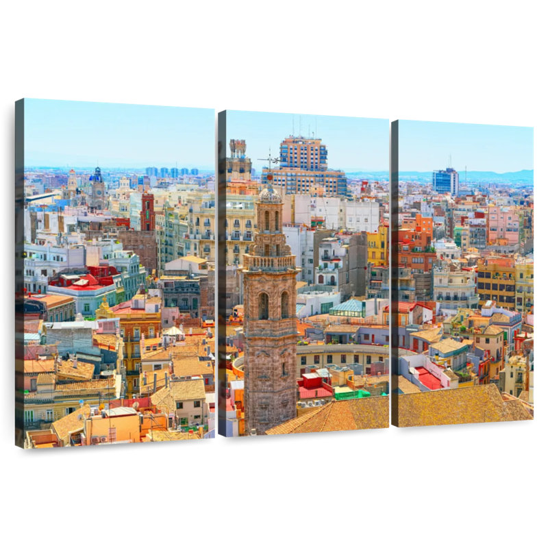 Paysage urbain de la ville R Valencia, H 24 po x l 38 po