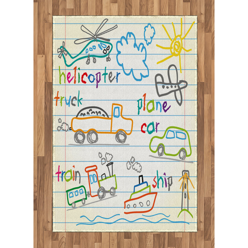 Educational Science High Density Long Fiber Poly Threads Decorative Area Rug Carpet, Rectangle 4' x 5'8"