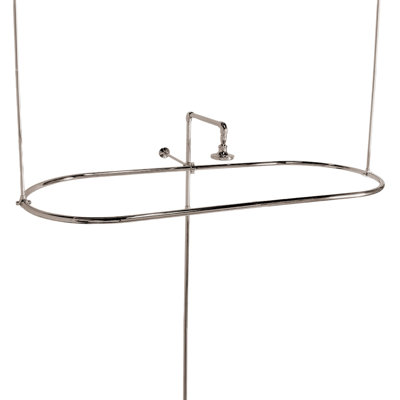 Oval Shower Shower Rod Enclosure, 36 in. Braces Brass by Strom Living