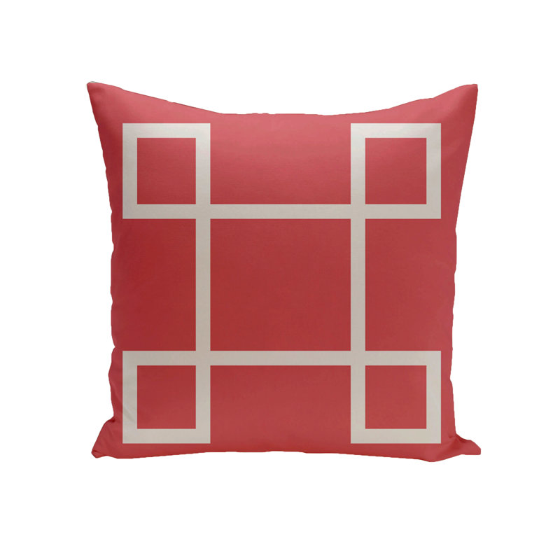 Outdoor Reversible Throw Pillow, Coral, 18" x 18" 
