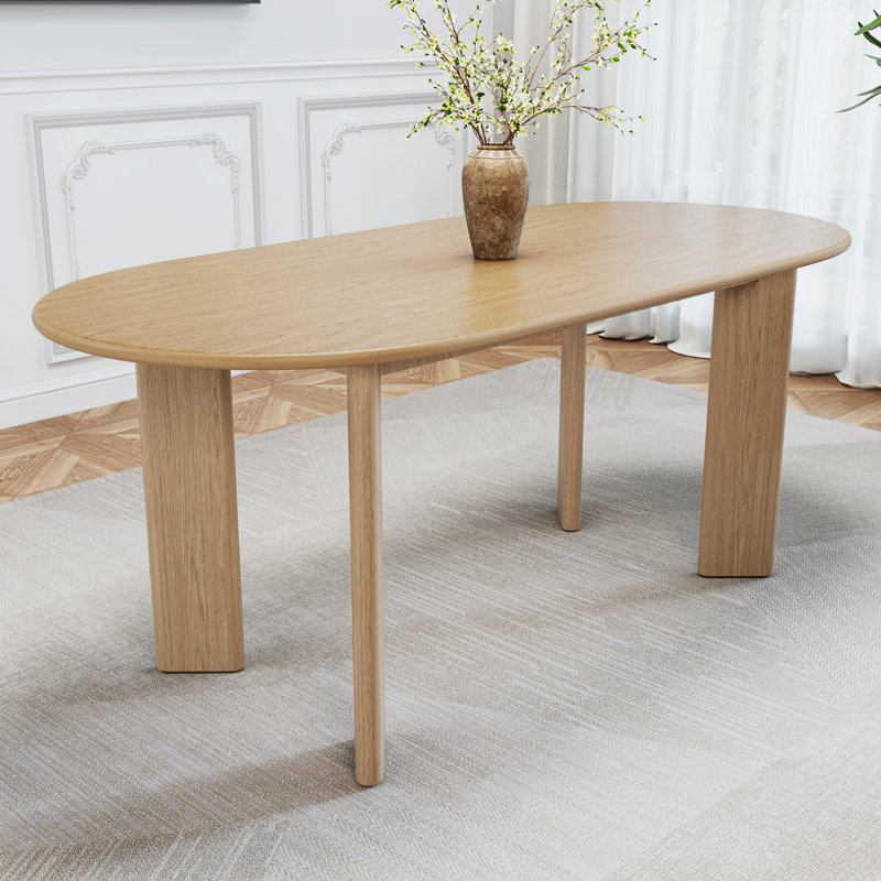 Table de salle à manger ovale en bois massif 67 po Hankins, Chêne