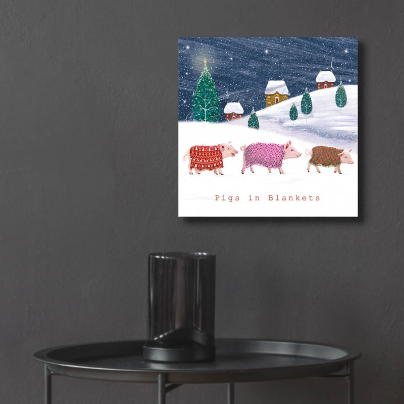  Art mural en verre acrylique «Pigs In Blankets» par Elle Media Group SA, 12 po x 12 po