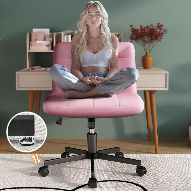 Fauteuil de bureau à accoudoirs croisés avec accoudoirs larges et assise large Fl naturel, Rose
