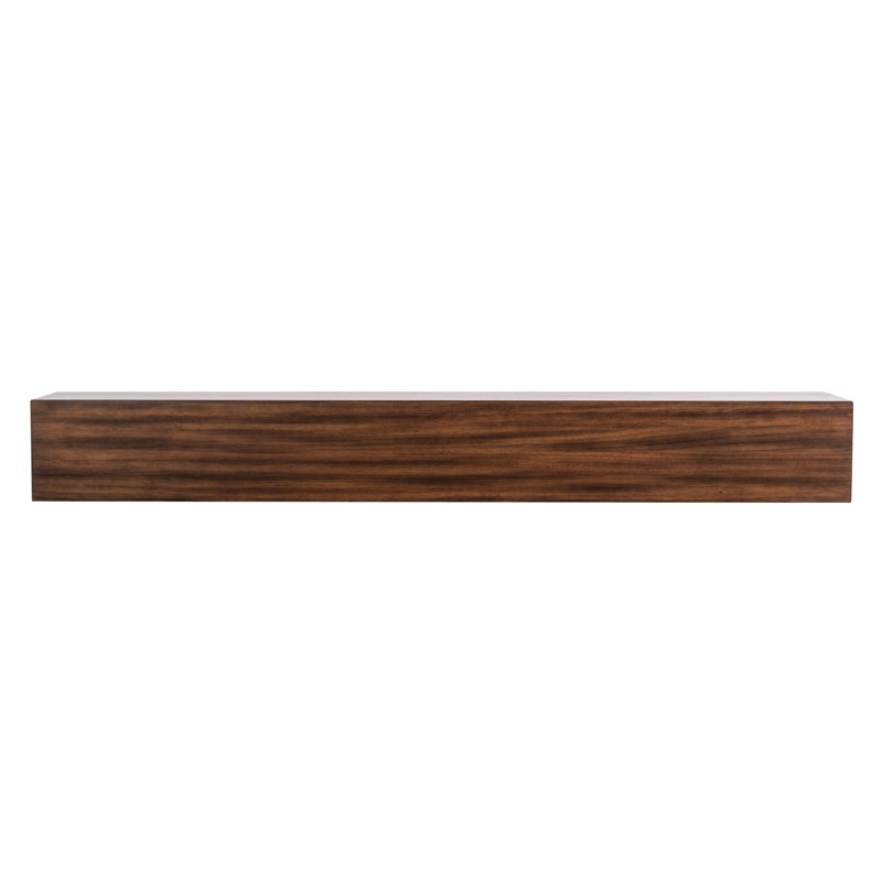 Houston 72" Floating Wood Fireplace Mantel Shelf with Hidden Storage Compartments, Mocha, 72