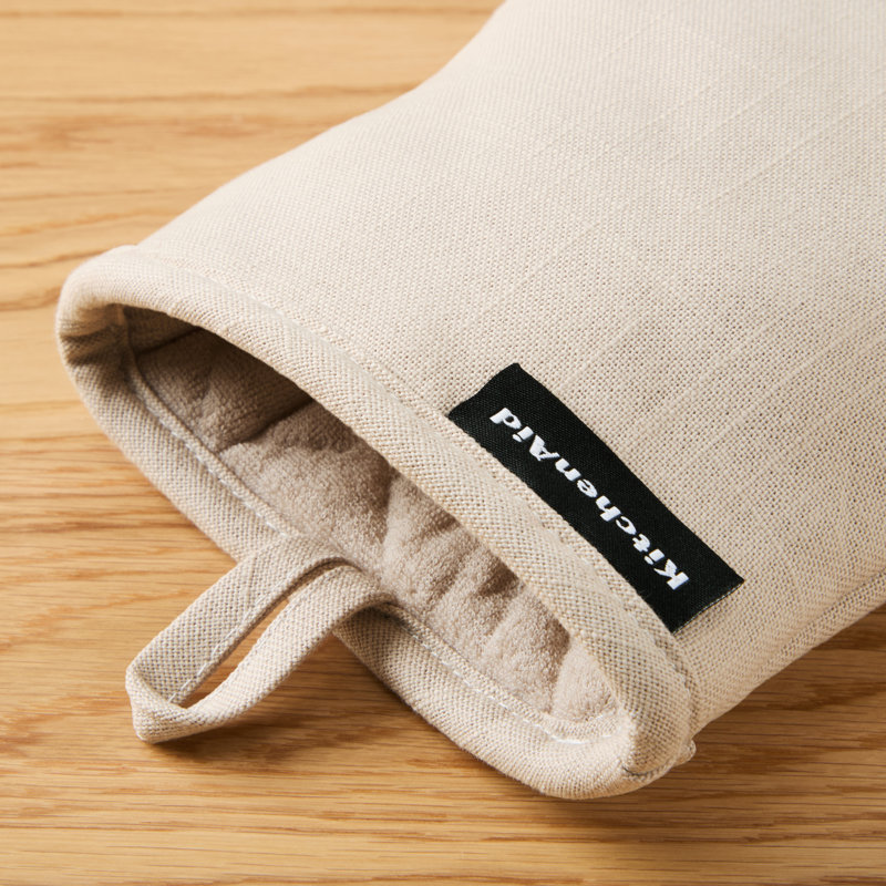 Ensemble de 2 mini-gants de cuisine Kitchenaid Gourmet Series Gridline, Brun clair lait frappé