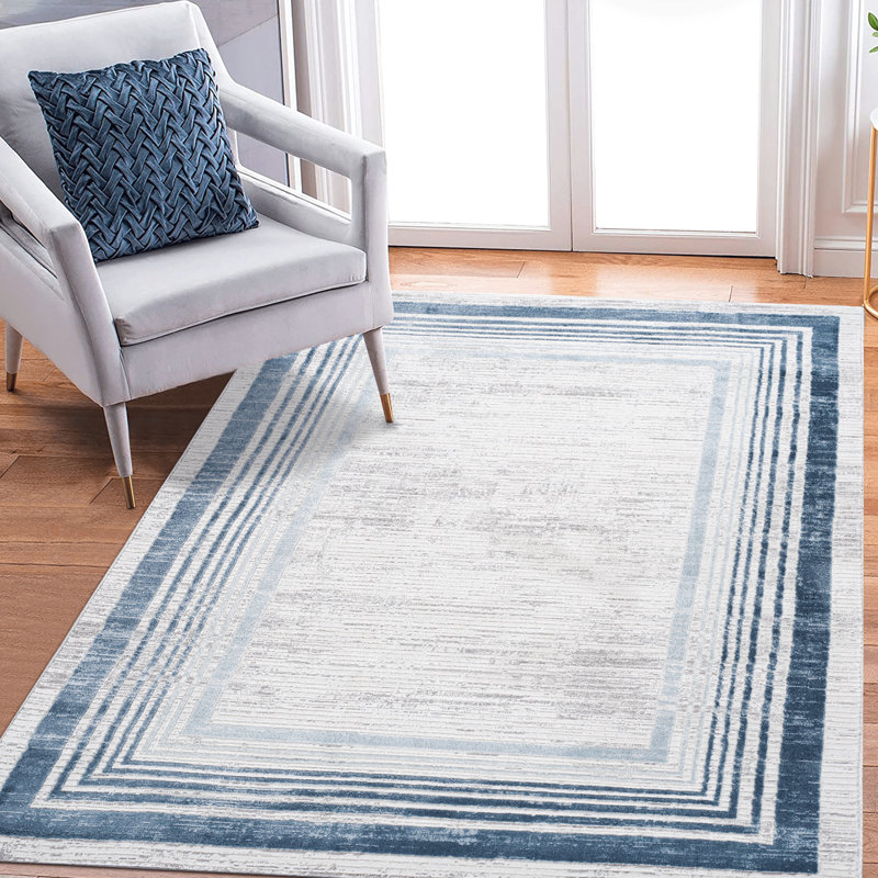 Tapis tissé 8X10 et bleu / bleu