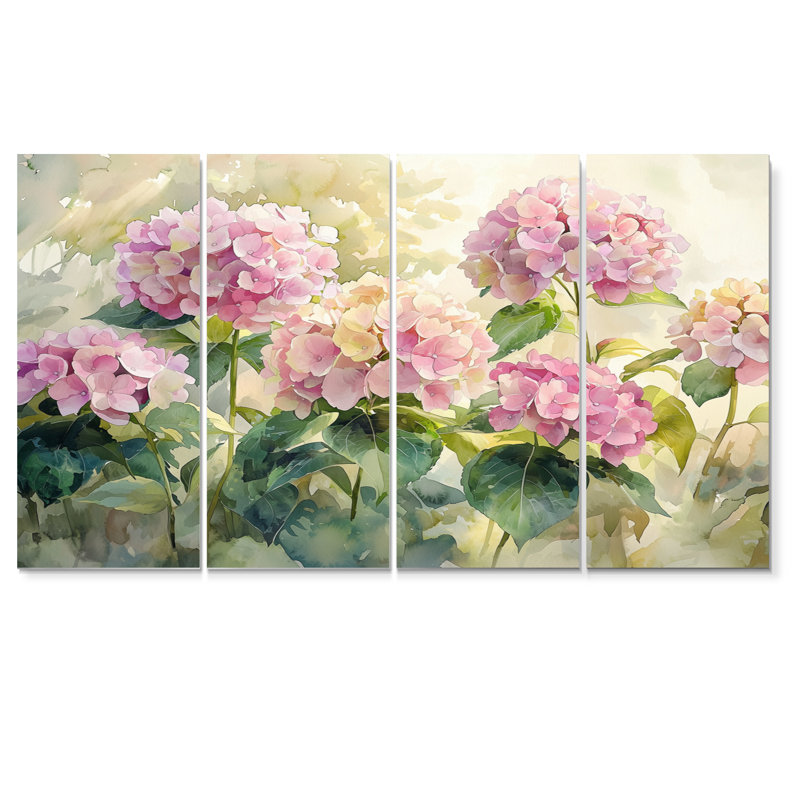 Hortensias dans un jardin d'été II - Art mural hortensia - Art mural traditionnel, 4, H 28 po x l 48 po