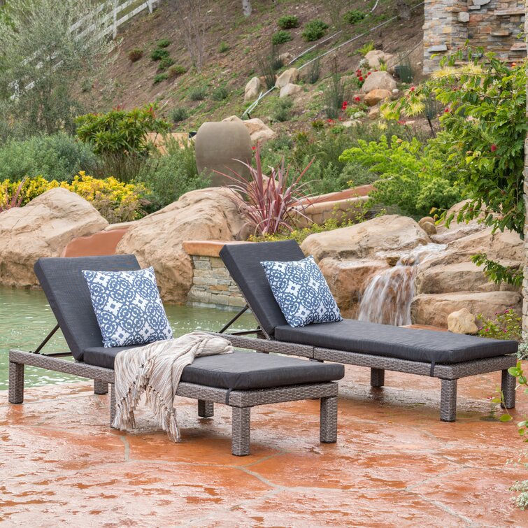 Arville Outdoor Wicker Chaise Lounge Set