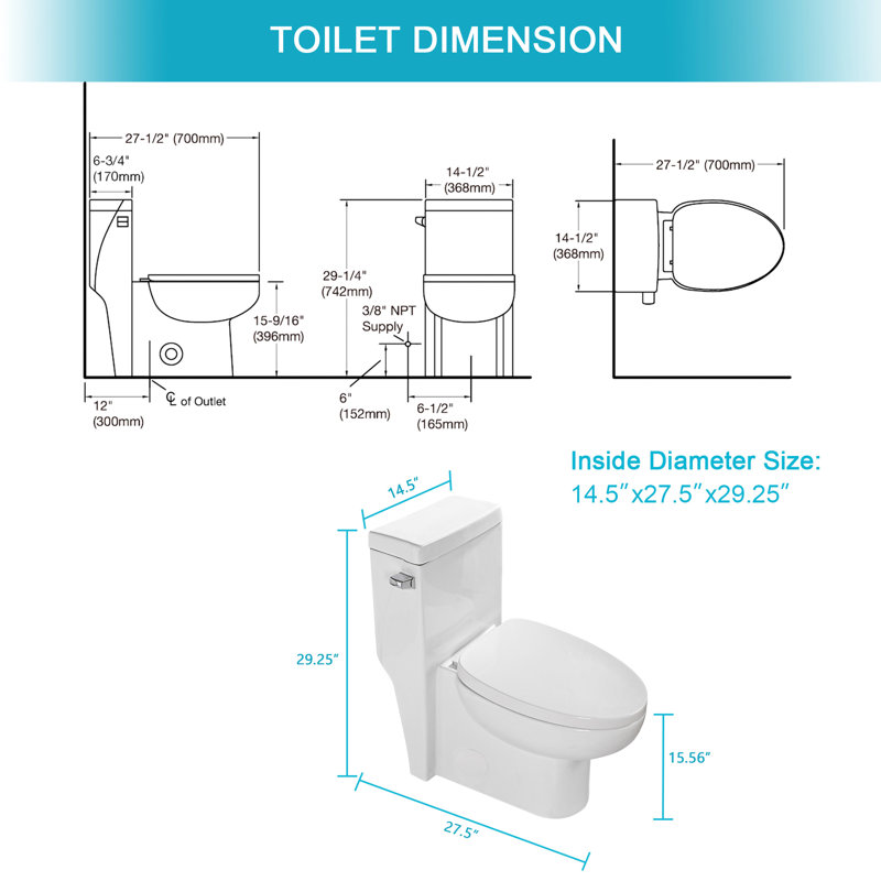 Toilette de salle de bain en céramique - chasse d'eau à siphon, système de chasse à énergie, consommation d'eau réduite