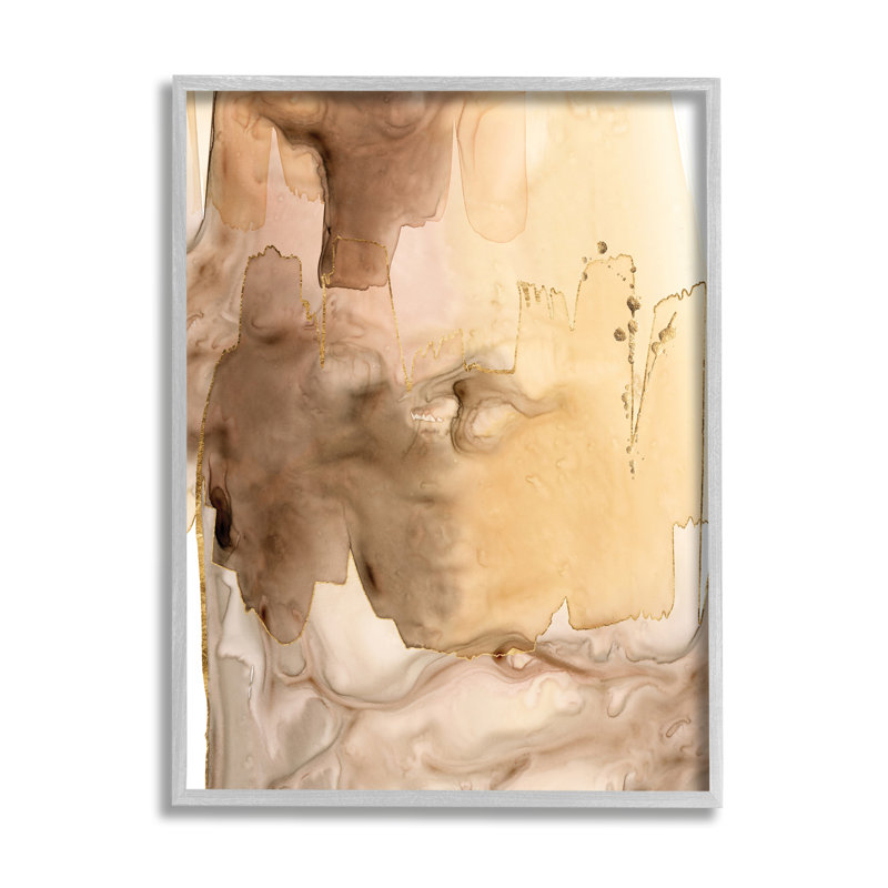 Abstrait de peinture mouillée, coups d'aquarelle brune, H 20 po x l 16 po, Estampe numérique Farmhouse