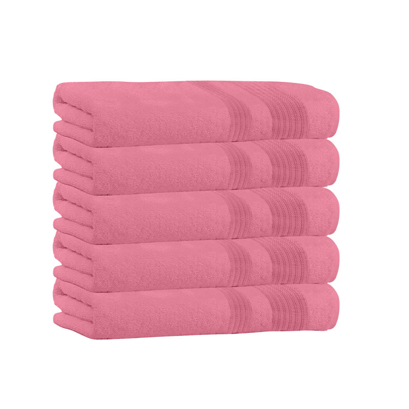  Ensemble de 4 serviettes de bain 100% coton, Rose