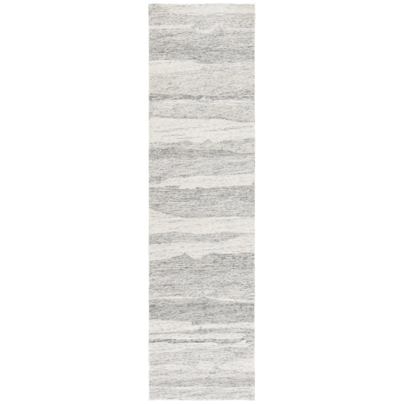 Houbler Ebony Hand Tufted Wool Pile Abstract Rug, Runner 2'3" x 9'