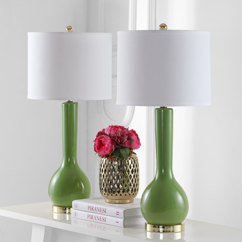 Amoure Ceramic Table Lamp, Green