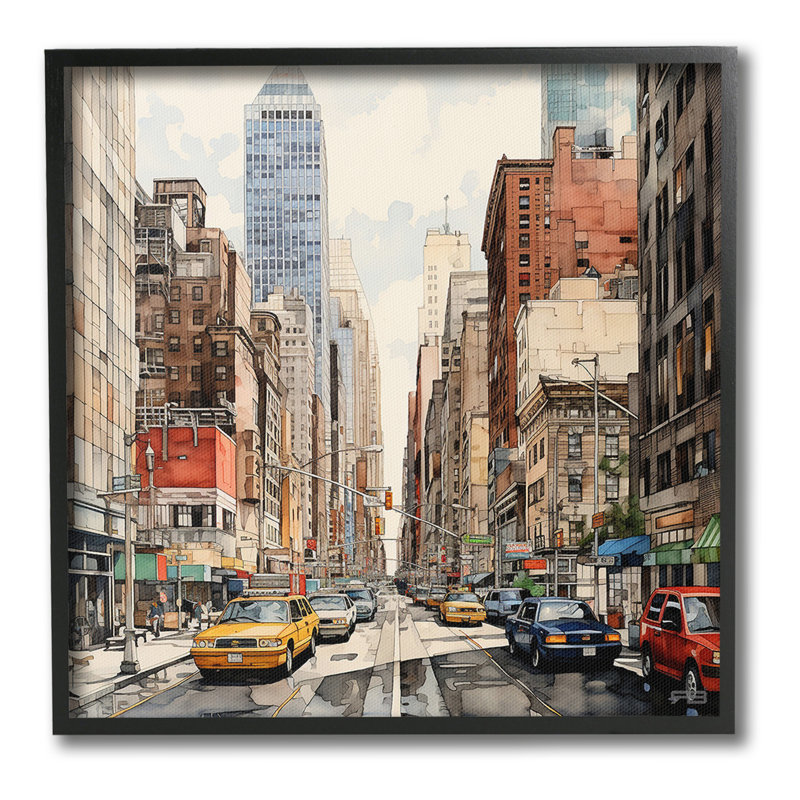 «Bustling Urban Street Single Photo Frame» par RB sur toile, Estampe numérique Farmhouse, H 12 po x l 12 po