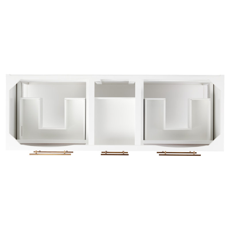 60" Robertson Double Bathroom Vanity Set with Rectangular Undermount Sinks, White, 8" Widespread, Arctic White Quartz