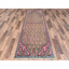 Tapis de couloir 2 pi 8 po x 8 pi 10 po de couleur abricot, persan rétro avec motif répétitif, tapis de couloir court en laine usée d'aspect usé vieilli noué à la main