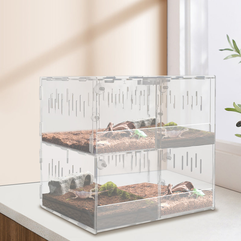 4Grid Acrylic Reptile Tank Terrarium Lizard Climbing Spider Snake Breeding Boxes